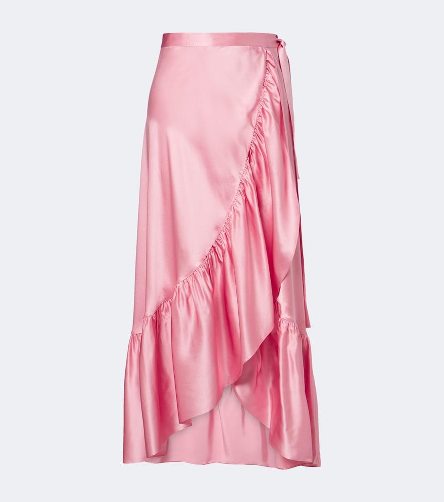eres conversion silk satin midi skirt