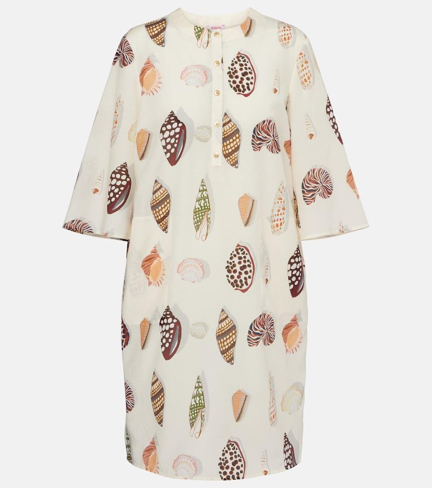 eres creme printed coton and silk minidress