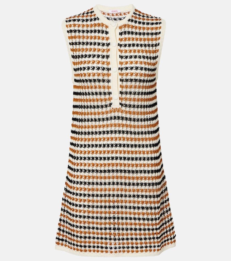 eres inedit open-knit cotton-blend polo dress