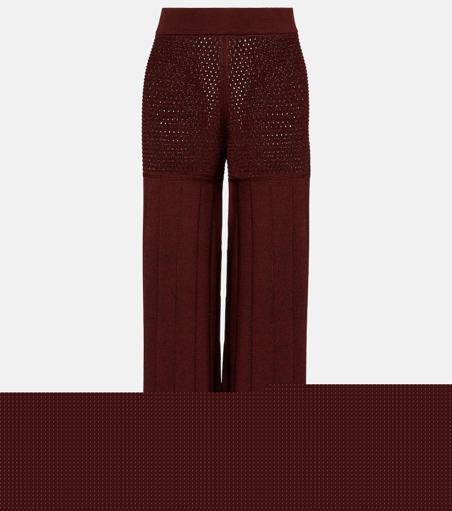 eres récit open-knit cotton-blend wide-leg pants