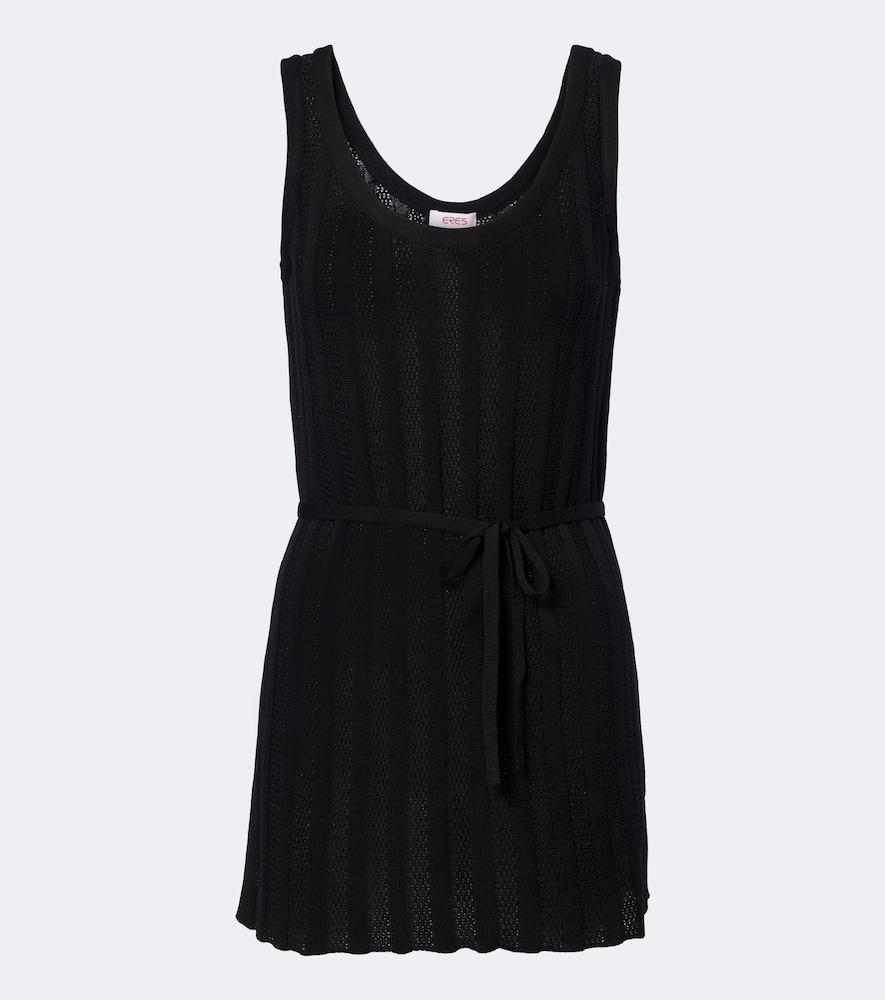 eres tangente belted knitted cotton-blend top