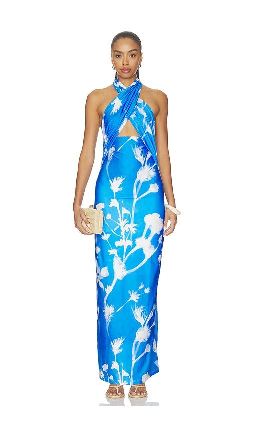 especia kim neel long dress in blue. - size l (also in xs, s, m, xl)