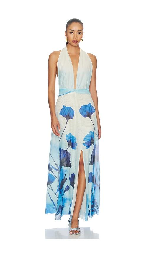 especia micelia long dress in blue. - size l (also in xs, s, m, xl)