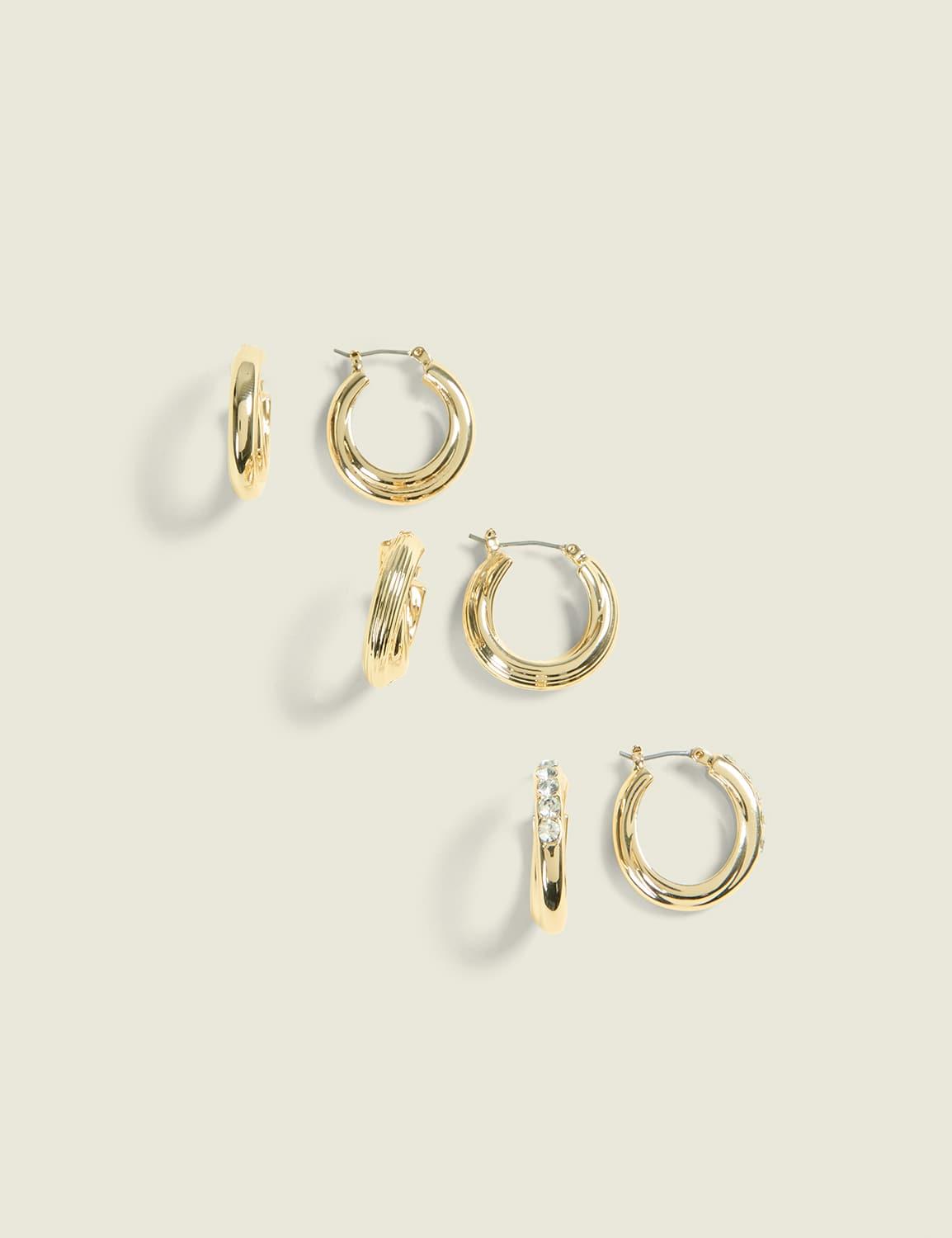 essential goldtone hoop earrings 3-pack