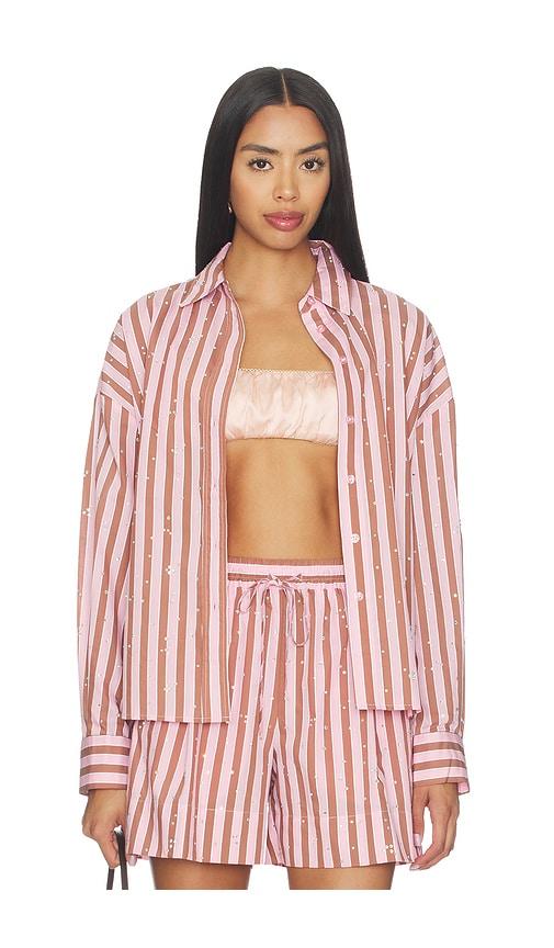 essentiel antwerp jelief rhinestone shirt in pink,brown. - size 32 (also in 34, 36, 38, 40)