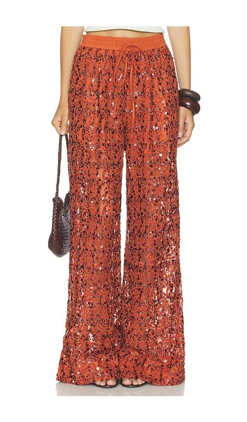essentiel antwerp jenims lace sequin pants in rust. - size 32 (also in 34, 36, 38, 40)