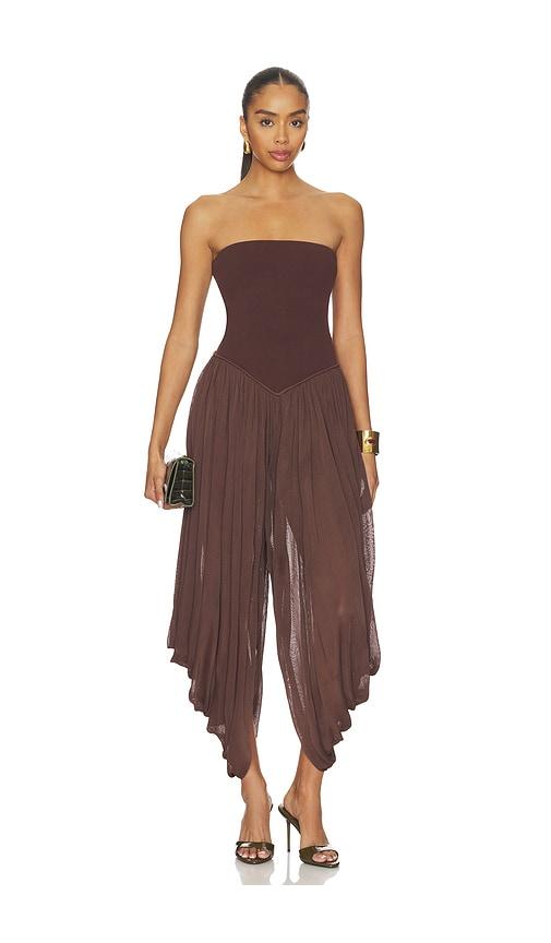 et ochs harris knit jumpsuit in chocolate. - size l (also in m)