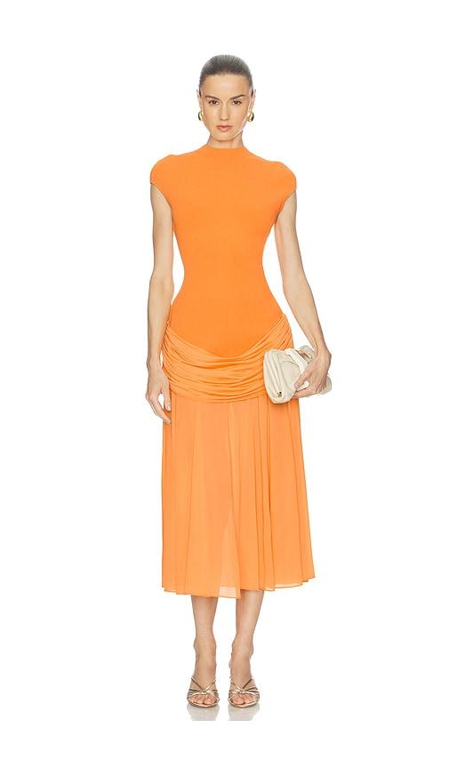 et ochs nola knit combo dress in tangerine. - size s (also in xs)