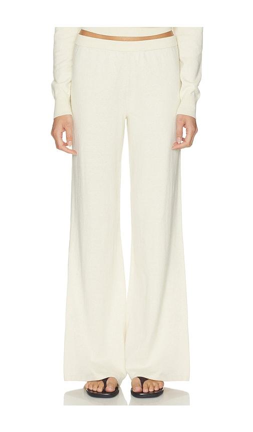 eterne cotton cashmere wide leg lounge pant in cream. - size l/xl (also in xs/s, m/l)