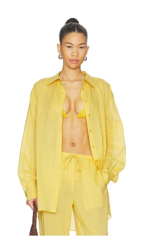 eterne cotton lucien top in yellow. - size l/xl (also in xs/s, m/l)