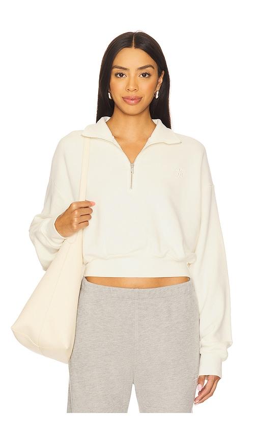 eterne cropped half zip sweatshirt in cream. - size l (also in m, s)