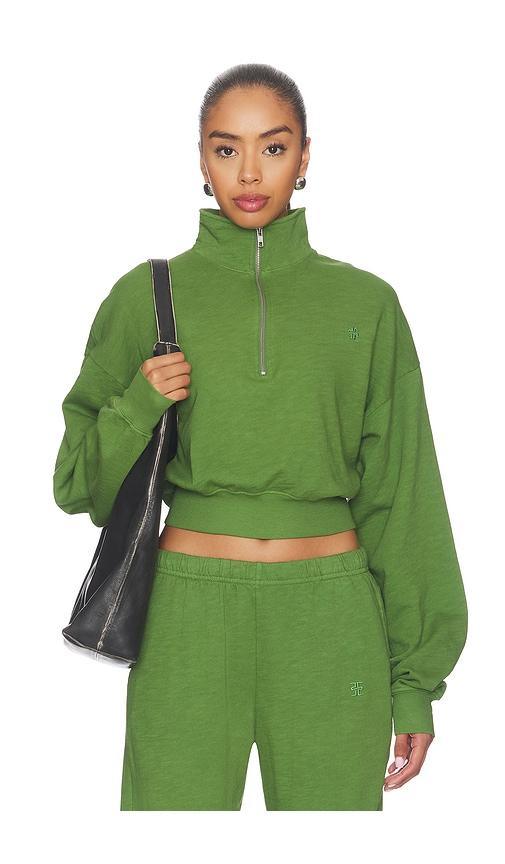 eterne cropped half-zip sweatshirt in green. - size l (also in m, xl, xs)