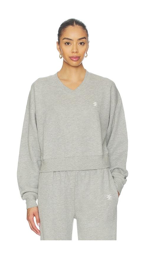 eterne cropped v-neck sweatshirt in grey. - size s (also in xs)