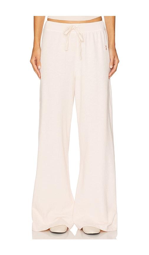 eterne drawstring lightweight french terry wide leg sweatpant in pink. - size l (also in m, s)