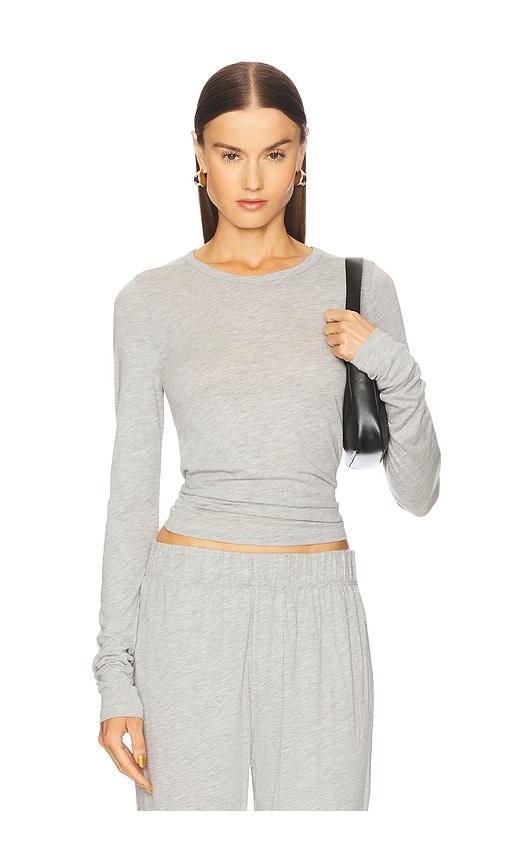 eterne fitted crewneck long sleeve top in grey. - size l (also in m, s, xl, xs)