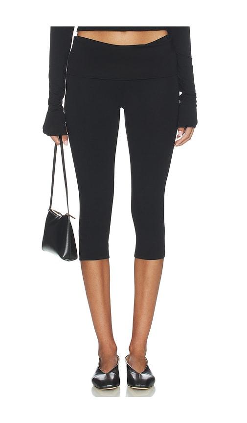 eterne foldover capri legging in black. - size l (also in m, s)