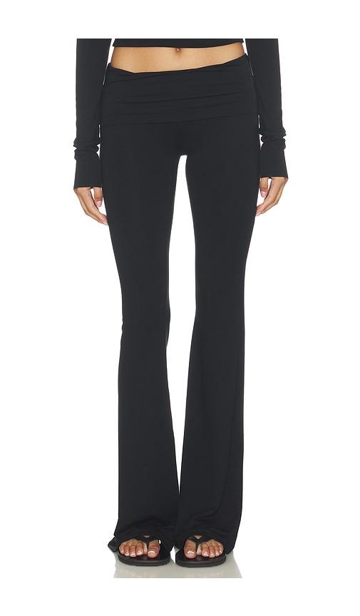 eterne foldover flare pant in black. - size l (also in m, s, xl, xs)
