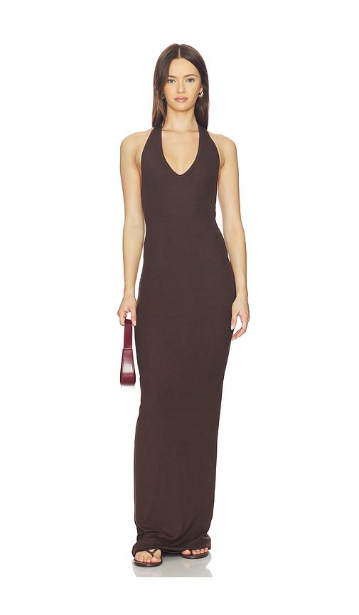 eterne halter maxi dress in chocolate. - size m (also in xs)