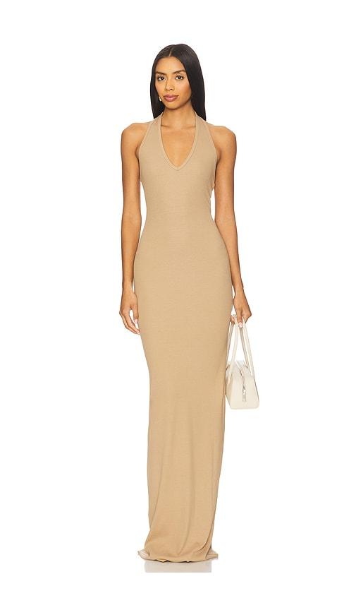 eterne halter maxi dress in nude. - size l (also in m)