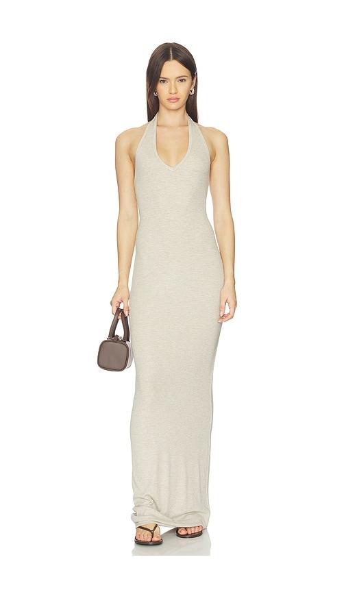 eterne halter maxi dress in taupe. - size l (also in m, xl)