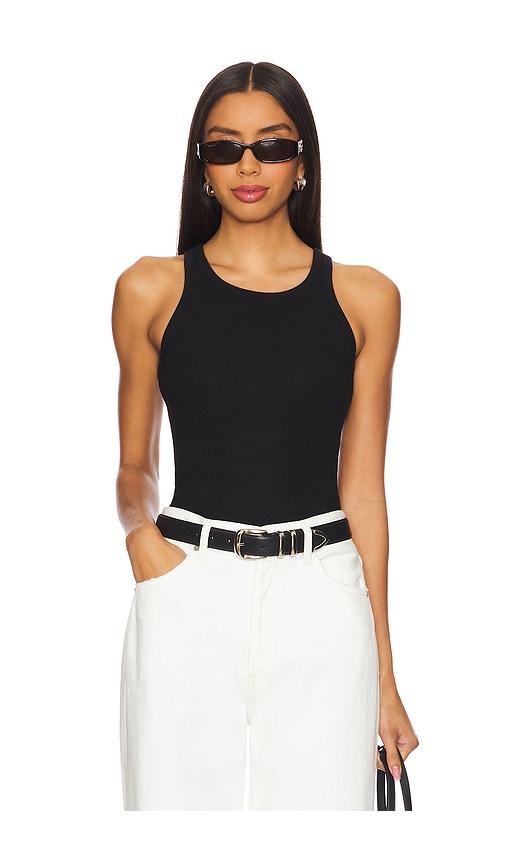 eterne high neck fitted tank top in black. - size m (also in s, xs, xl)