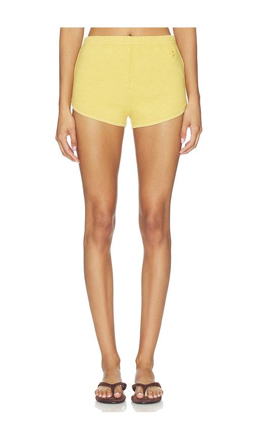 eterne lightweight french terry mini track short in mustard. - size l (also in m, s, xs)