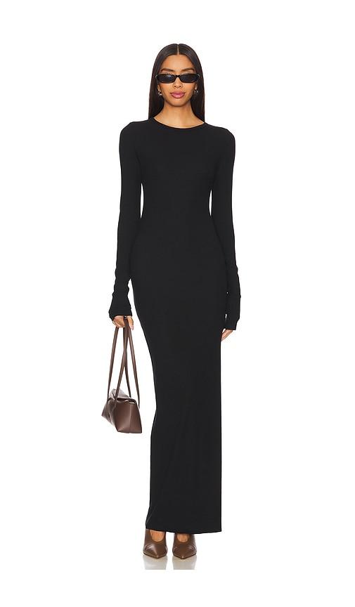 eterne long sleeve crewneck maxi dress in black. - size s (also in xs)