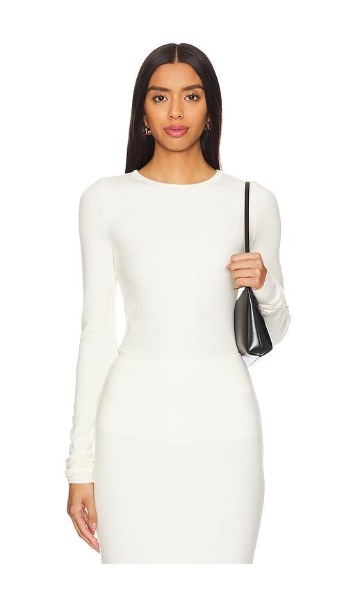 eterne long sleeve fitted top in cream. - size s (also in xl)