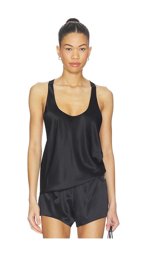 eterne silk hedi top in black. - size l (also in s, m)