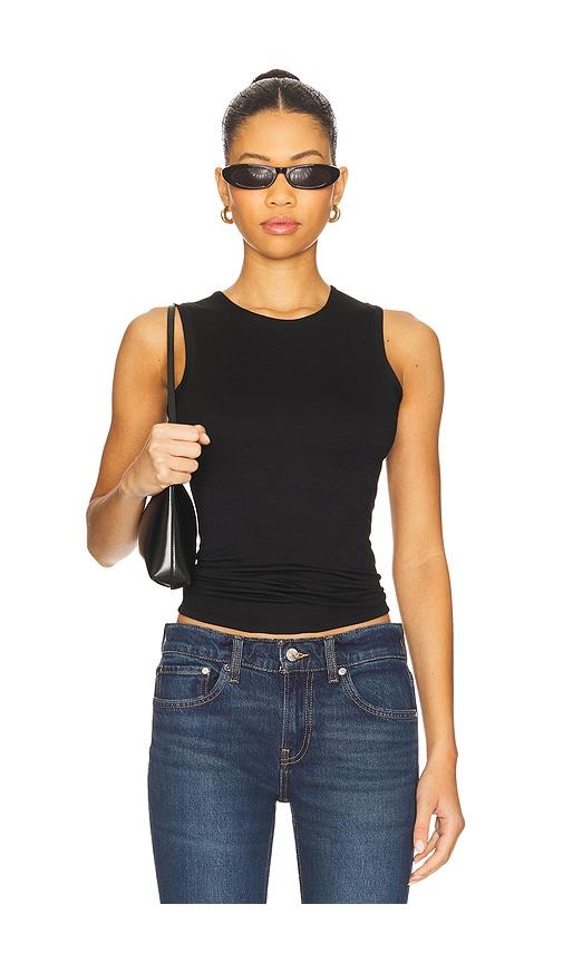 eterne sleeveless crewneck soft jersey top in black. - size s (also in xl)