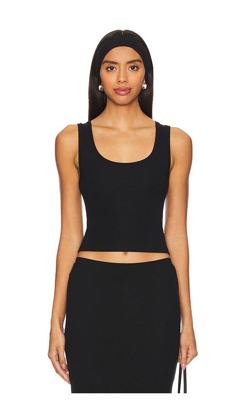 eterne square neck tank top in black. - size m (also in xl)