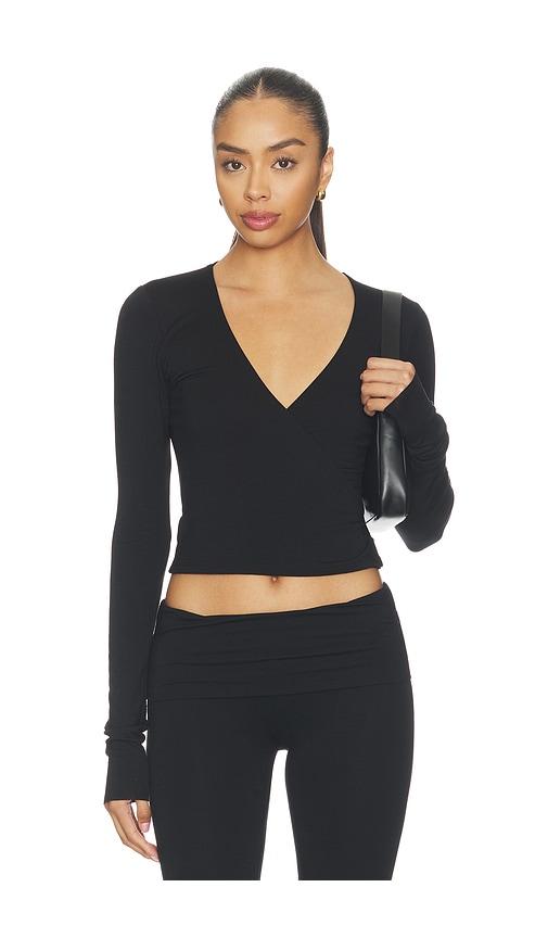 eterne wrap top in black. - size m (also in s, xs)