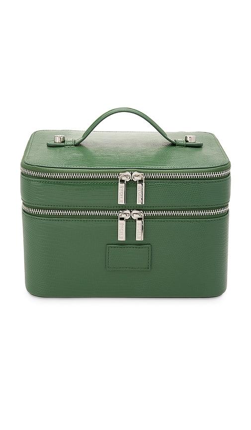 etoile collective duo vanity case in moss lizard print.