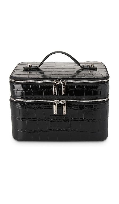 etoile collective duo vanity case in noir croc.