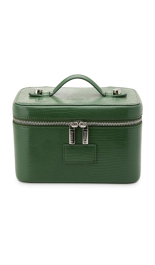 etoile collective mini vanity case in moss lizard print.