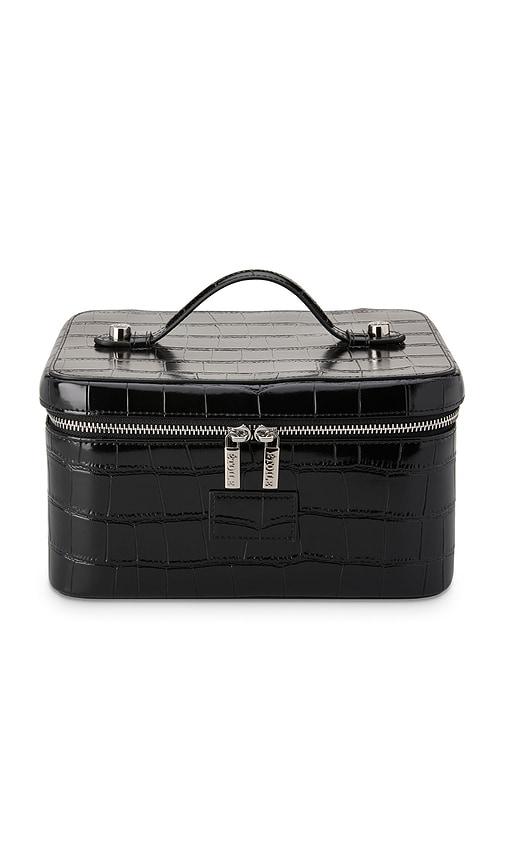 etoile collective vanity case in noir croc.