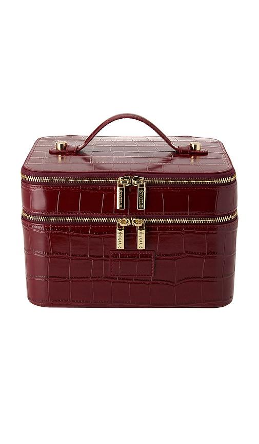 etoile collective x revolve duo vanity case in burgundy croc.