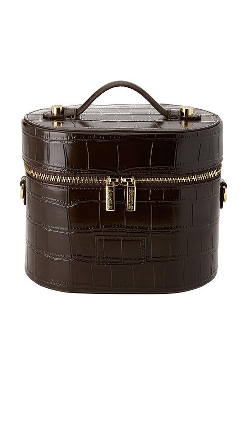 etoile collective x revolve oval toiletry case in espresso croc.