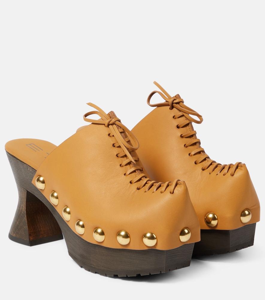 etro 50 leather platform clogs