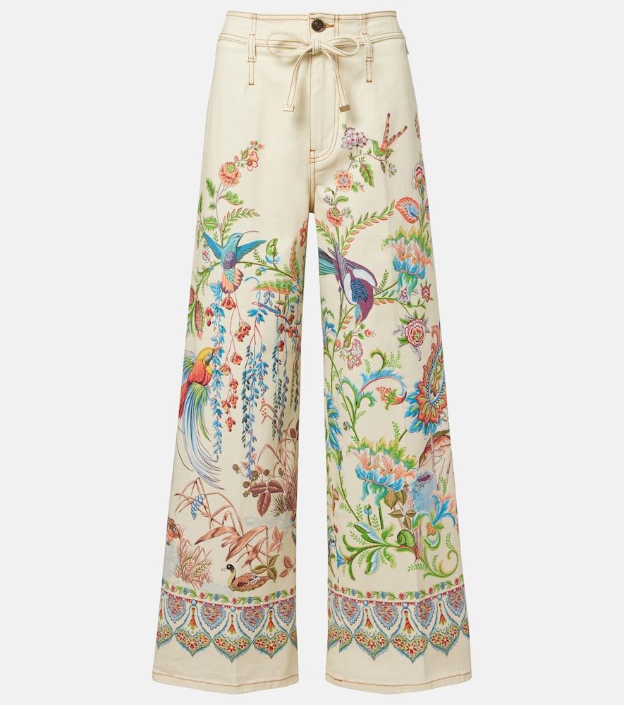 etro belted printed wide-leg jeans
