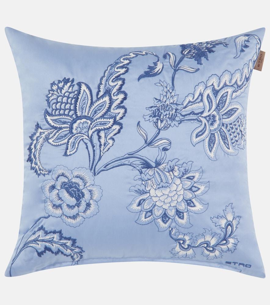 etro bloom embroidered cotton cushion