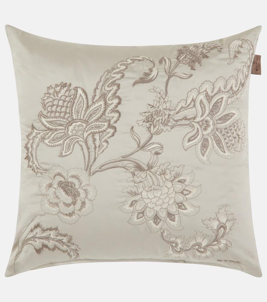 etro bloom embroidered cotton cushion