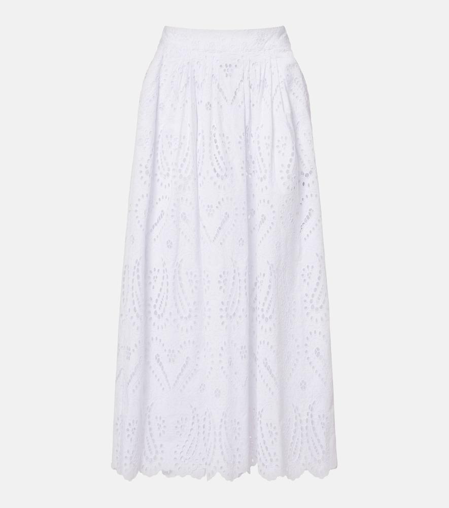 etro broderie anglaise cotton-blend midi skirt