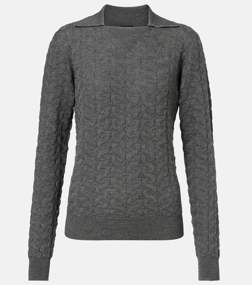 etro cable-knit wool polo sweater