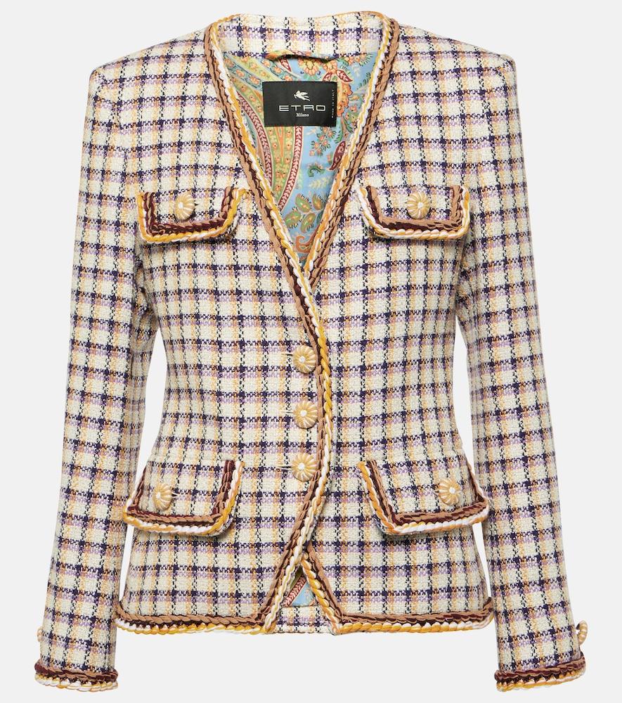 etro checked cotton-blend jacket