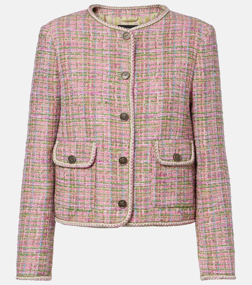 etro checked cotton-blend tweed jacket