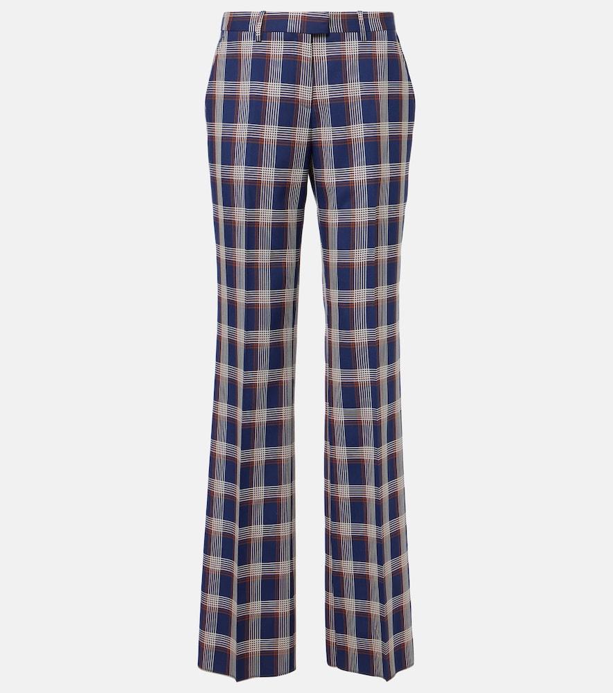 etro checked high-rise wool wide-leg pants