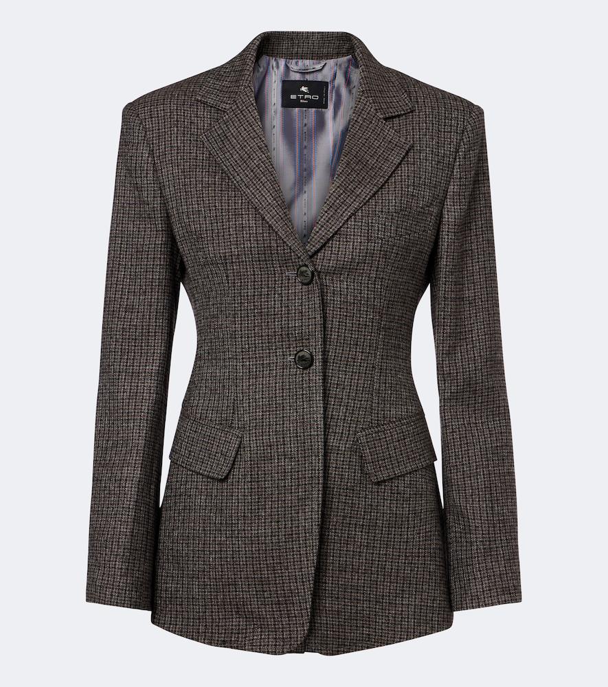 etro checked wool blazer