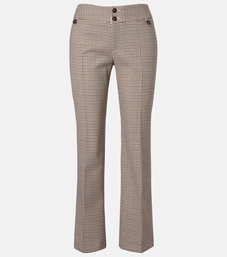 etro checked wool-blend cropped flared pants