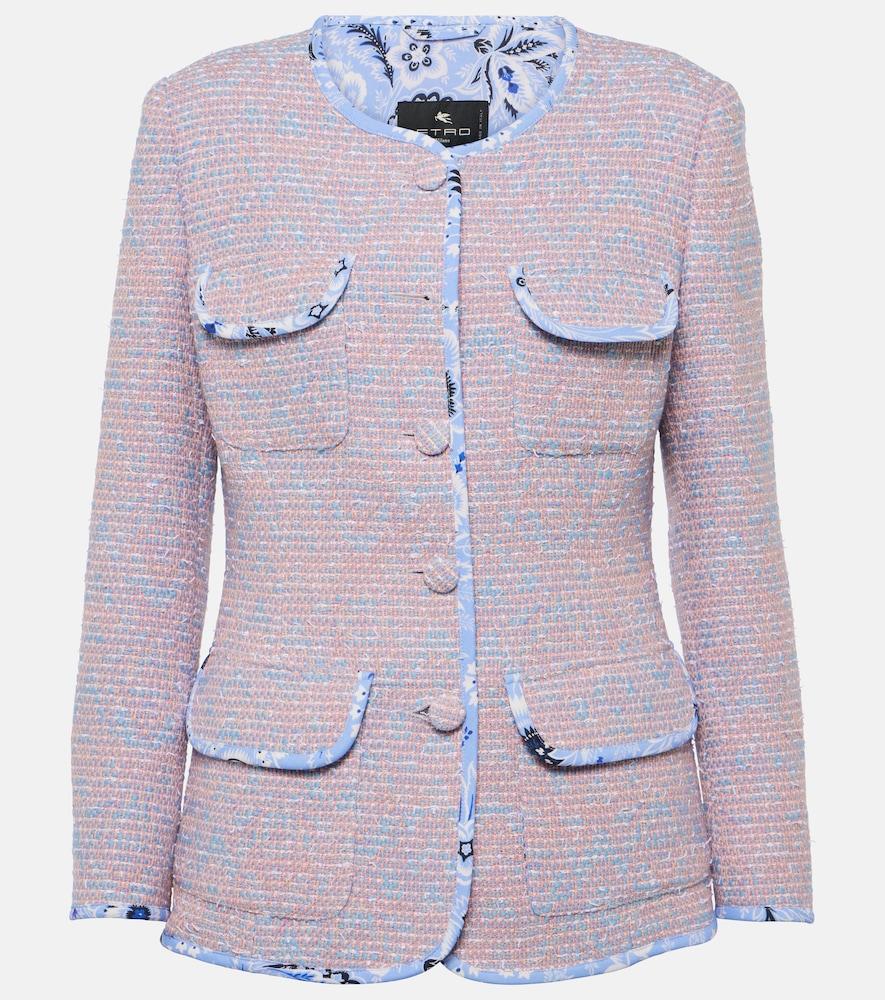 etro checked wool-blend tweed jacket